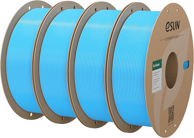 eSUN PLA Basic Filament 1.75mm, 2 * 1KG Spool (2.2 LBS) 3D Printer PLA Filament, Fits for Most FDM 3D Printers, 4PCS Light Blue Bundle Set