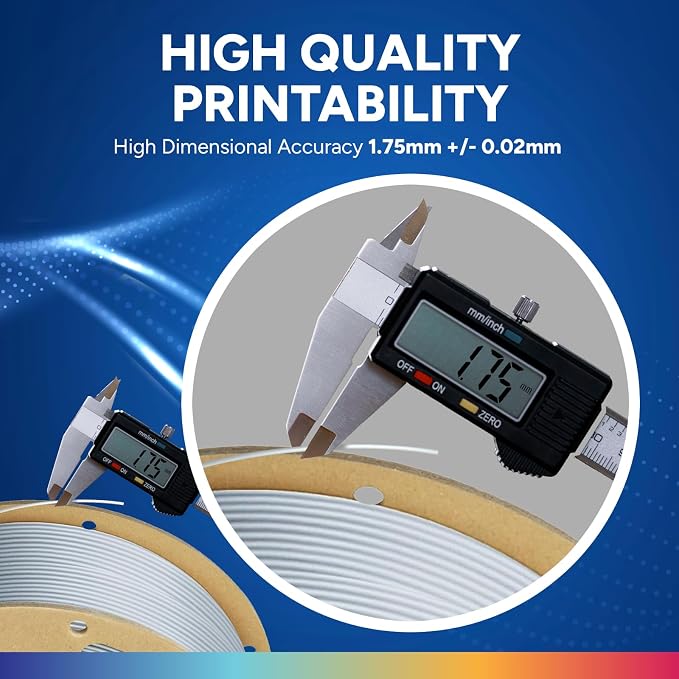 OVERTURE PLA Plus (PLA+) Filament 1.75mm, Stronger & More Durable, Professional Toughness 3D Printer Filament 1kg (2.2lbs), High Precision +/- 0.02mm, Tangle-Free (Silver Metal)