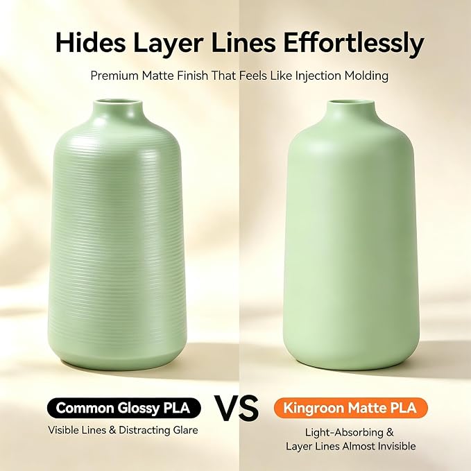Kingroon Matte PLA Filament 1.75mm 3D Printer Filament Matte Green 1kg Dimensional Accuracy +/- 0.02 mm