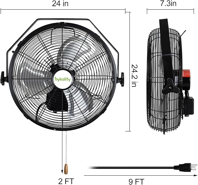 hykolity 5400 CFM 20 in. Outdoor Wall Mount Fan, 3-Speed Industrial Grade High Velocity Outdoor Fans, Waterproof Wall Fan for Patio, Garage, Commercial, and Gazebo - UL Listed