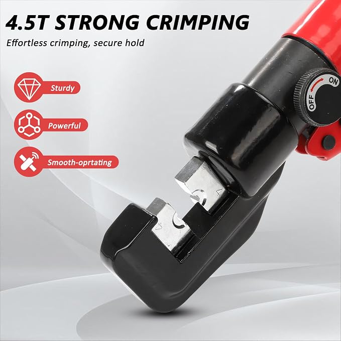 Hydraulic Crimping Tool 45KN Battery Cable Crimper Tool with 8 Dies | Heat-Treated Steel Construction Ergonomic Non-Slip Handle for Electricity, Communication, Traffic Applications