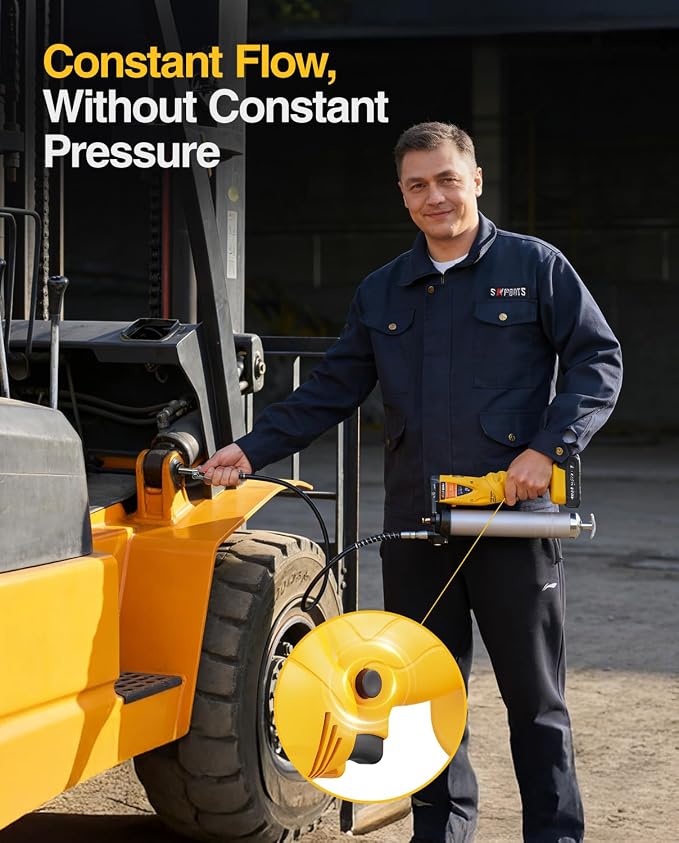 TaskStar Electric Grease Gun Kit: Professional Cordless Battery Grease Gun, 10000 PSI, Automatic Pumping Mode, Ergonomic Grip, with 2 Batteries, 3 Easy-to-use Couplers, 39.4" Hose for Truck, Tractor