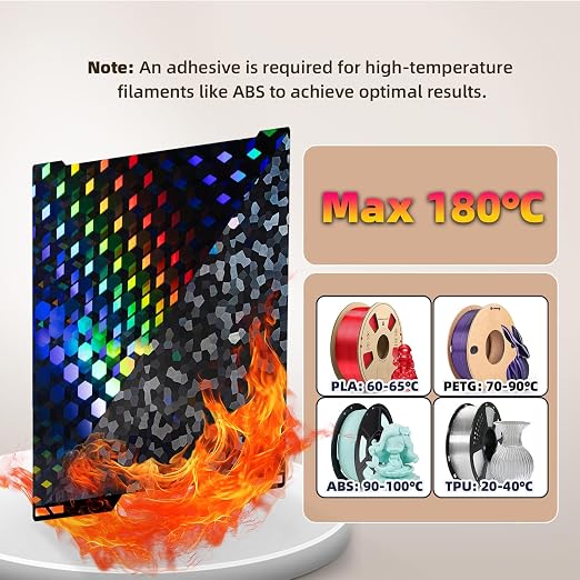 IdeaFormer-3D H2D H2S Holographic Build Plate for Bambu Lab 355x346mm, Smooth Rainbow PEG Bed Plate Flexible Spring Steel Sheet for Bambu Lab H2D H2S Combo 3D Printer Platform