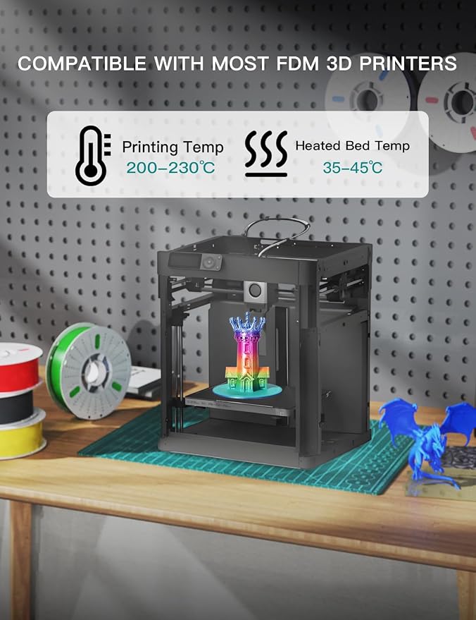 PINBALL Silk Rainbow PLA 3D Printer Filament 1.75mm Shiny Multi-Color Changing Filament 3D Printing PLA Filament Dimensional Accuracy +/- 0.02mm 1 KG Silk Rainbow Candy