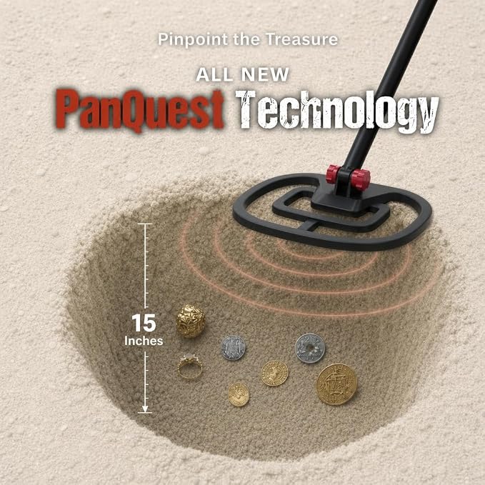 PANCKY High Accuracy Metal Detector for Adults – Collapsible, Lightweight & IP68 Waterproof Search Coil with 10.55” Large Coil, 5 Modes & Backlit LCD, Gold & Relic Detector Kit, PK1098 (Red)