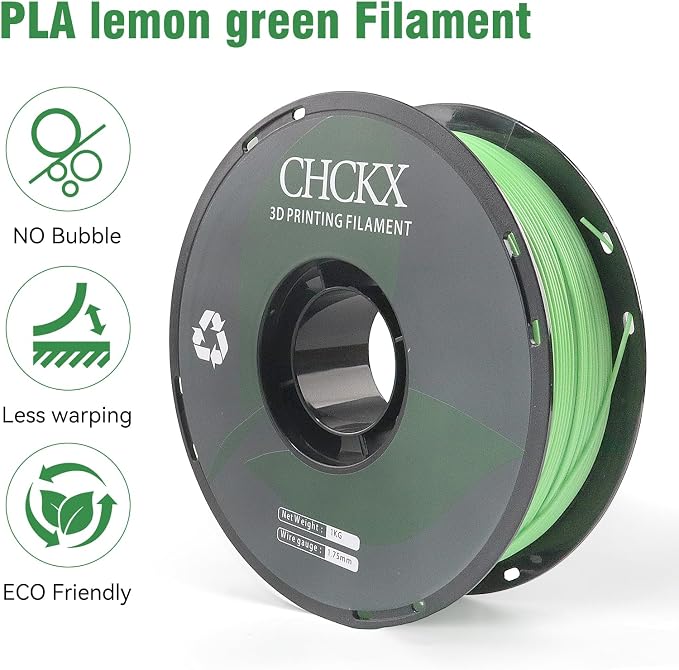 PLA 3D Printer Filament, Dimensional Accuracy +/- 0.02 mm, 1 kg Spool(2.2lbs), 1.75 mm, Lemon Green