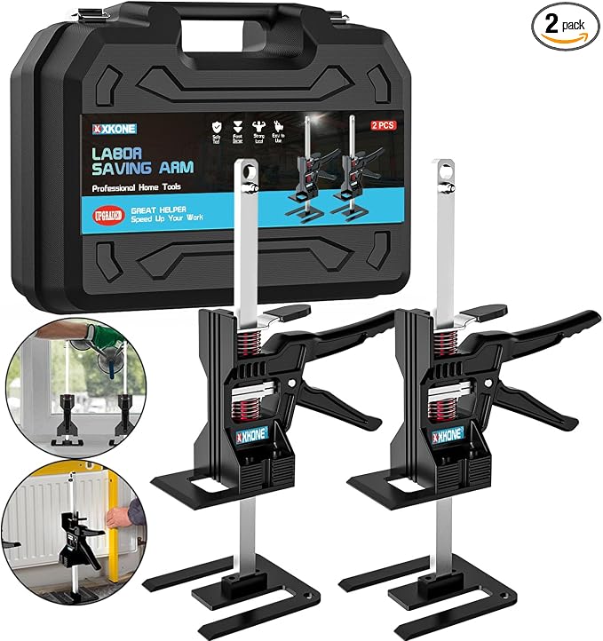 Labor Saving Arm Jack(2 Pcs),Height Lifting Device with Storage Case | For Light or Heavy Lifting: Door, Window, Panel Lifting, Tile Positioning, Cabinet Jacking etc