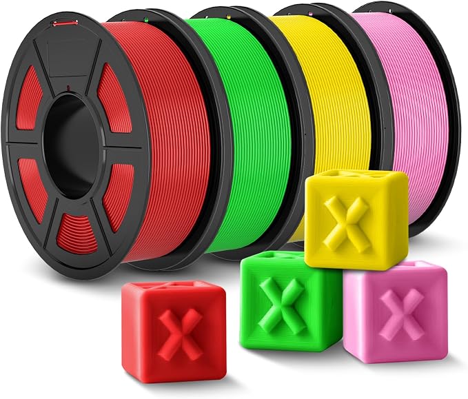 JAYO PLA Plus 1.75mm Filament 4.4KG Bundle, PLA+ 3D Printer Filament | Tougher and Stronger, Neatly Wound , Vacuum Sealed, Dimensional Accuracy +/- 0.02 mm (Red, Green, Yellow, Pink)