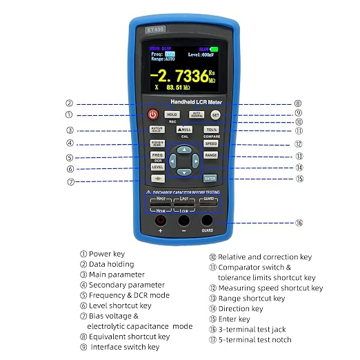 ET430 LCR Meter 100KHz Digital Inductance Capacitance Resistance Testers Electrical Multimeter with Fixed Frequency Points