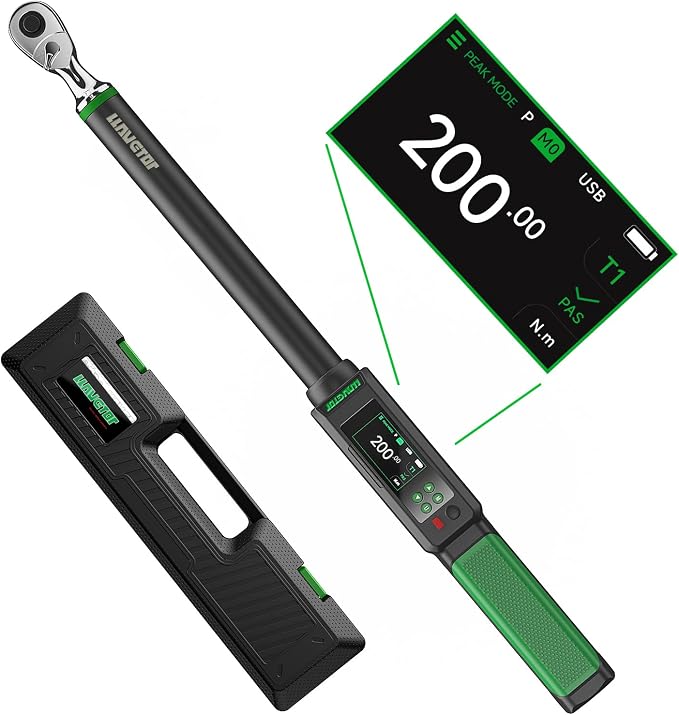 2026 Upgraded Digital Torque Wrench 1/2" Drive, 7.38-147.5 Ft-lbs/10-200 N.m, ±2％ Torque Wrench with Buzzer & LED Indicator for Automotive Motorcycle & Bicycle (1/2-Inch, 7.38-147.5 Ft-lbs)