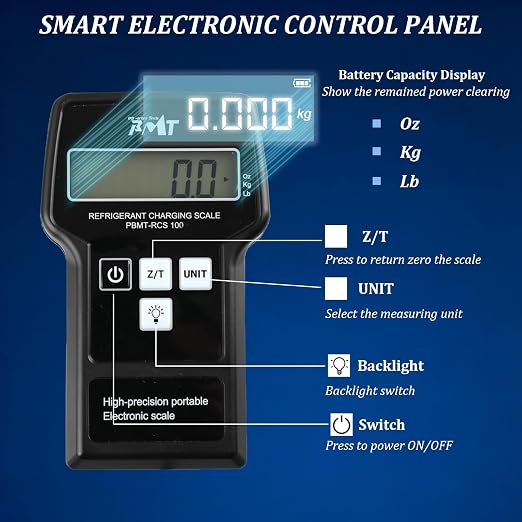 PB Motor TECH 220LBS Electronic Refrigerant Charging Scale with Portable Case, Digital Freon Scale, HVAC Refrigerant Scale for All Refrigerant Recovery Tanks