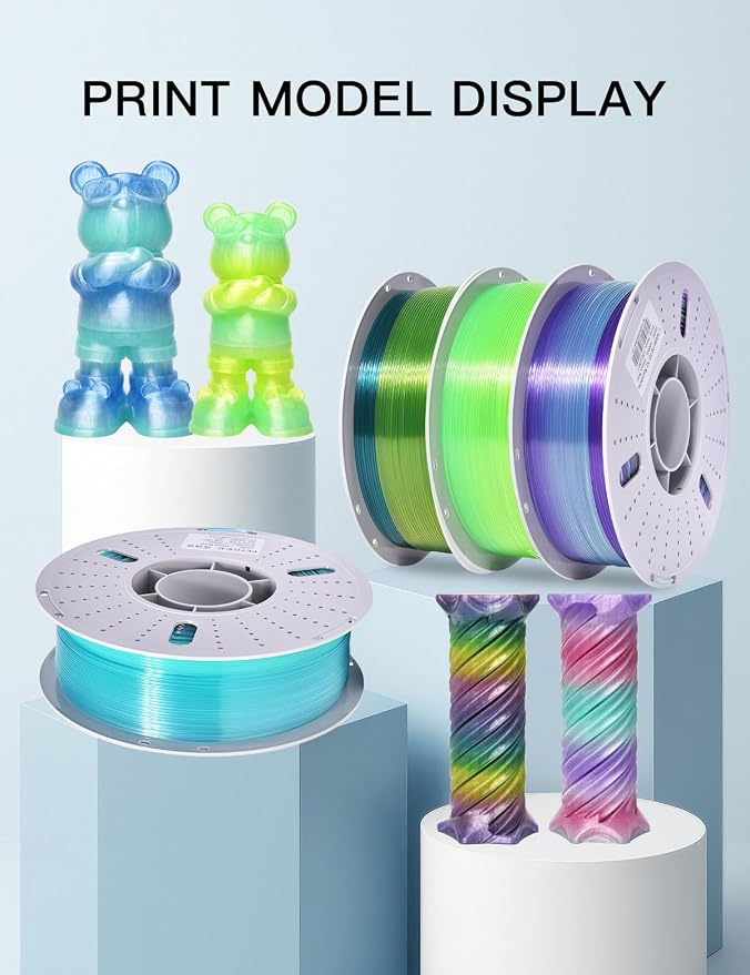 PINBALL PETG 3D Printer Filament 1.75mm High Precision Durable Moisture-Proof Strong Filament Mith Better Flow Dimensional Accuracy +/- 0.02mm 4 Kilograms Glass Blue， Lime， Dreamland， Liuli Red