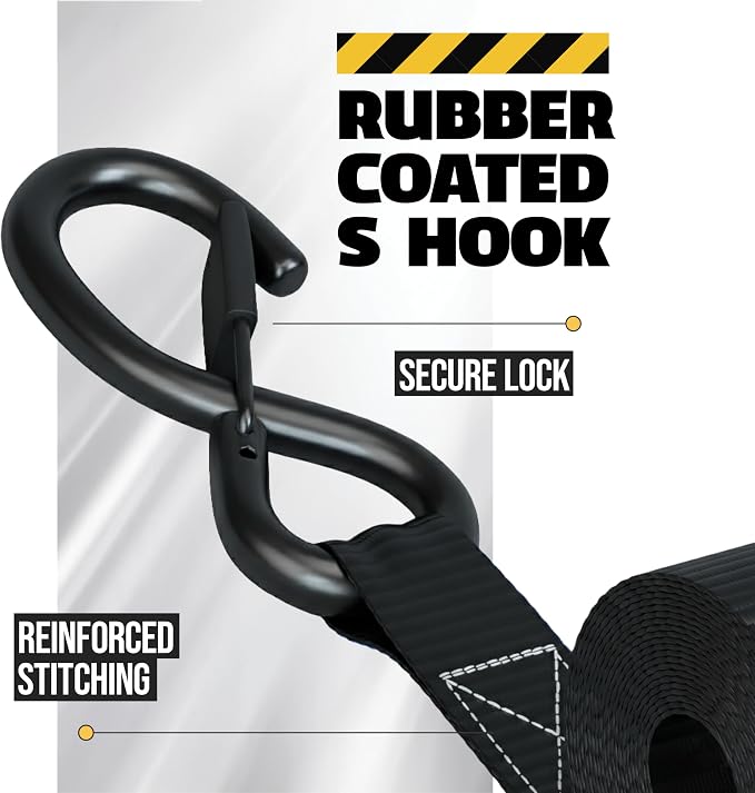 AUGO Retractable Ratchet Straps | 4 Heavy Duty Ratchet Straps Self Retractable Tie Down Straps with Soft Loops & Storage Bag for Motorcycle, Truck, Trailer, Cargo Van | 1200 Lb Break Strength 1” x 10’