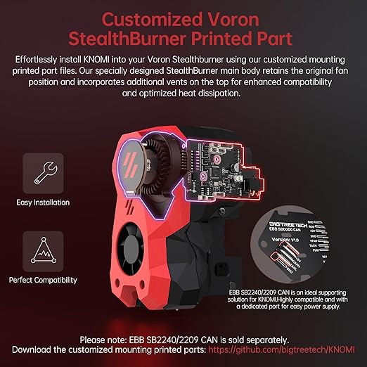 BIGTREETECH KNOMI 2 1.28in Upgrade Touch Screen for Voron Stealthburner(Not for A1/P1/X1) Toolhead LCD Display Screen Support Klipper Compatible with EBB SB2209/SB2240 CAN