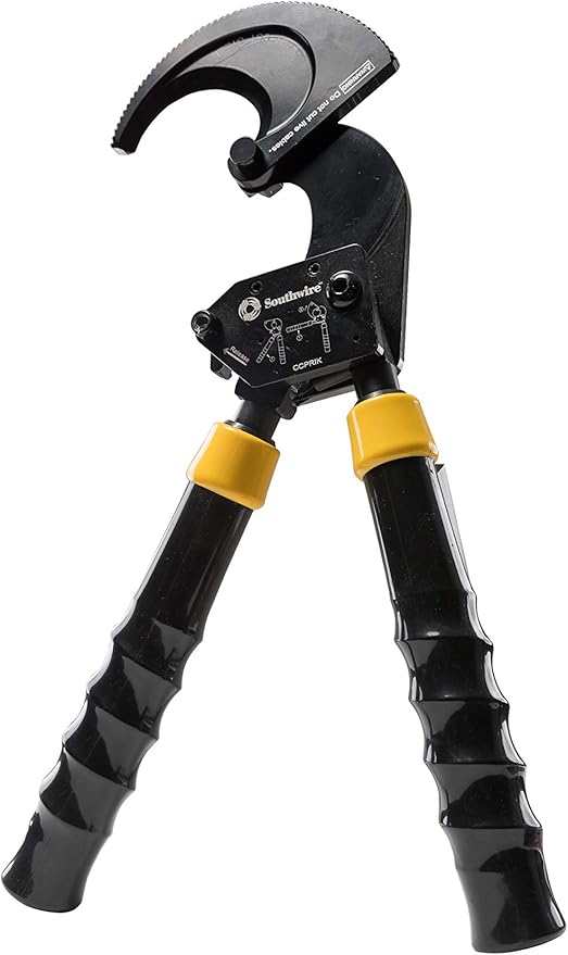 Southwire Cable Cutter - Heavy-Duty Ratcheting Tool for Clean Cuts - Optimized Blade Design - Reversible Cutter Head - 1000 MCM Copper & Aluminum Cables