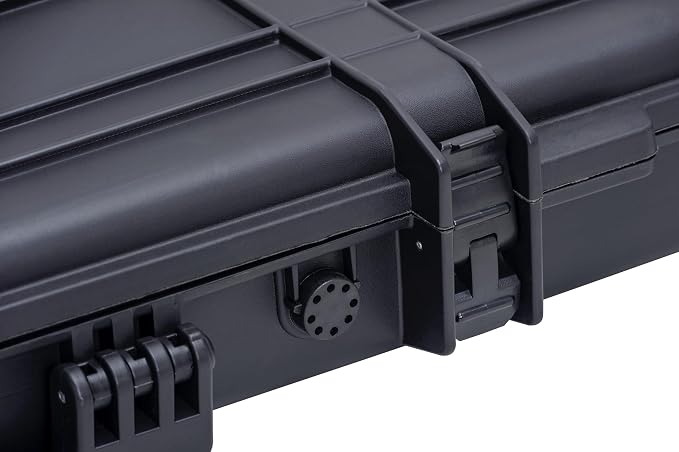 MEIJIA Portable Waterproof All Weather Hard Rifle Case,Soft Handle Grip,Customizable Fit Foam Inserted,without wheels,Black