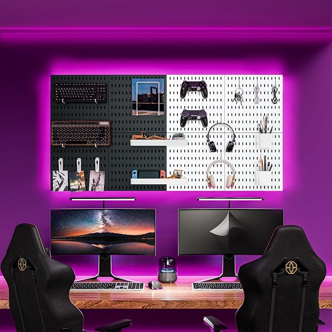 Wall-Mounted Pegboard Kit, 50.4" x 25.2" Organizer Panel – Large, Cost-Effective & Nail-Free Installation Black