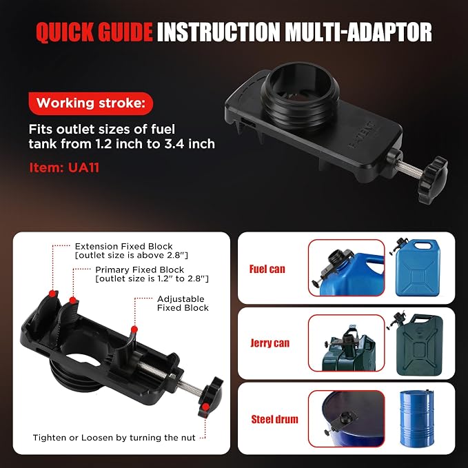 4.5GPM Cordless Fuel Transfer Pump with 51" PVC Hose, Compatible with DeWalt 20V (Include POWERSTACK) & Milwaukee 18V Batteries, 4 adapters & multi-adapter, Gas Pump for Lawn Mowers, Cars(Bare Tool)