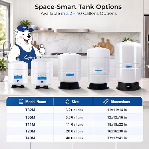 iSpring 40 Gallon RO Tank, Pre-Pressurized Water Storage Tank for Reverse Osmosis RO Systems, Metal High Capacity RO Water Tank, Includes Tank Valve & Elbow, Model: T40M