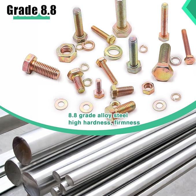 Twidec/966PCS Metric Bolt Assortment,Grade 8.8 Hex Head Bolts and Nuts Assortment Kit, M4/M5/M6/M8(12-30mm)Heavy Duty Nuts and Bolts Kit, Flat & Spring Lock Washer Gold Zinc Plating With Storage Case