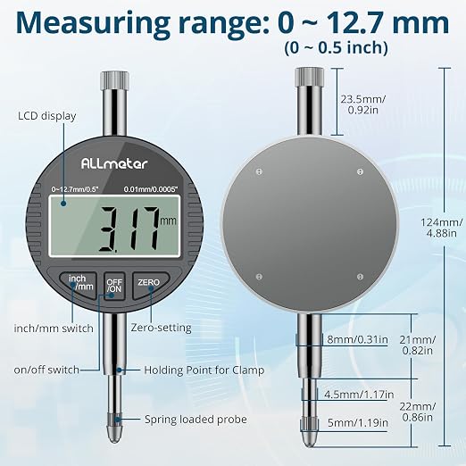 Digital Bore Gauge 50-160mm / 2-6",Internal Diameter Measuring Tool 0.01mm Resolution,Self-Centering Cylinder Bore Gauge Kit 12 Probes,6" Measuring Depth & Storage Case for Engine Cylinders