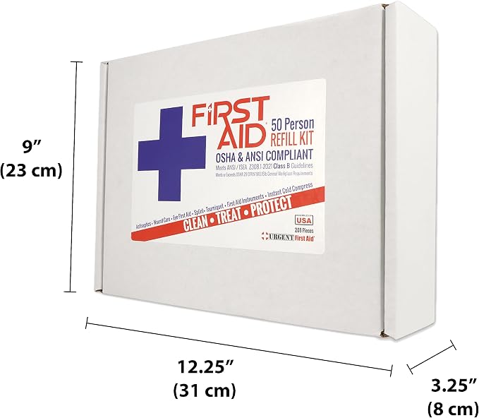 OSHA & ANSI 2021 Class B Refill Kit, 50 Person, 208 Pieces-First Aid Refill | ANSI 2021 Class B refill/upgrade with splint, tourniquet, tools and single-dose items for larger workplace first aid kits.