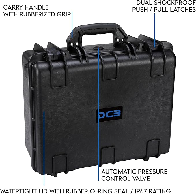 DCB Cases - Element 4795F Waterproof Hard Case with Foam Insert - IP67 Dustproof | Impact-Resistant | 19 x 16 x 9 Ext Dim | Pressure Valve | Lockable Protective Equipment Case with Pick & Pluck Foam