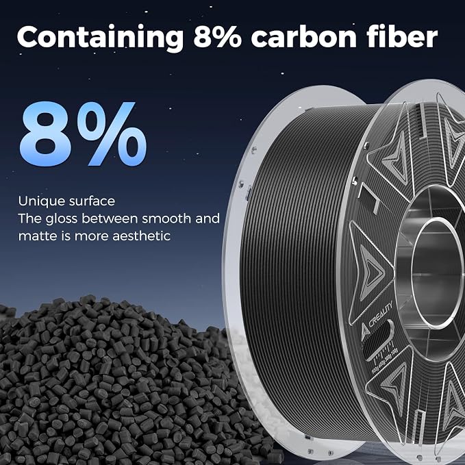 Creality Official PETG Carbon Fiber Filament 1.75mm, PETG-CF 3D Printer Filament, 300mm/s High Speed Hyper PETG-CF, Excellent Mechanical Properties, Fits for All 3D Printers, 1 KG 1 Spool Gray