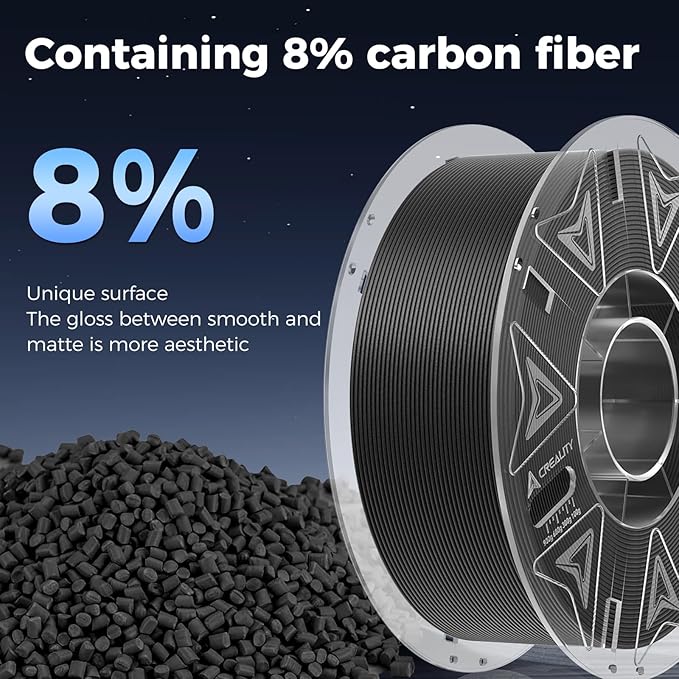 Creality Official PETG Carbon Fiber Filament 1.75mm, PETG-CF 3D Printer Filament, 300mm/s High Speed Hyper PETG-CF, Excellent Mechanical Properties, Fits for All 3D Printers, 1 KG 1 Spool Black