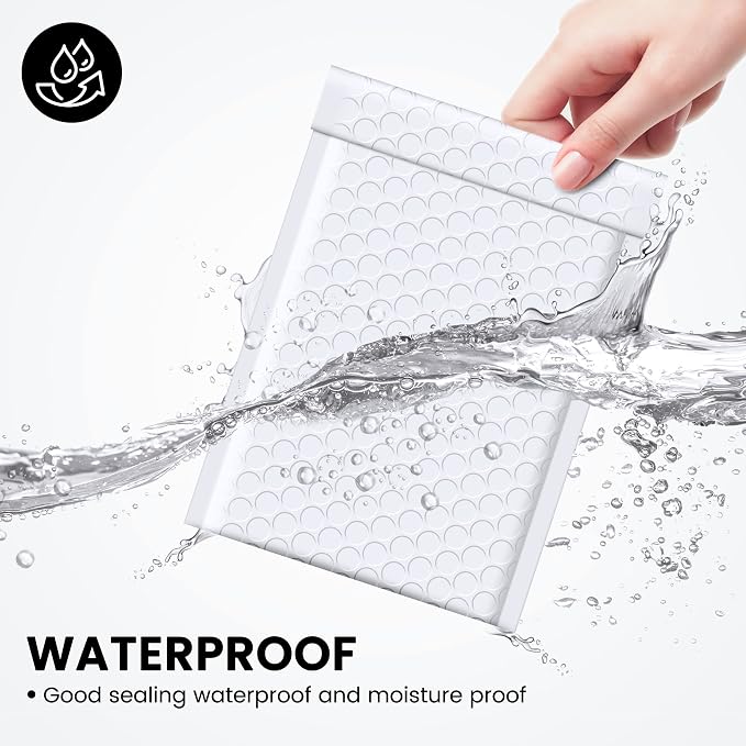 Fuxury Bubble Mailers 4x8 Inch White 200 Pack Padded Envelopes Usable Size 4x7" Thick Mailing Envelopes Bubble Opaque Padded Mailers Shipping Bags for Mailing Jewelry Makeup Small Business#000