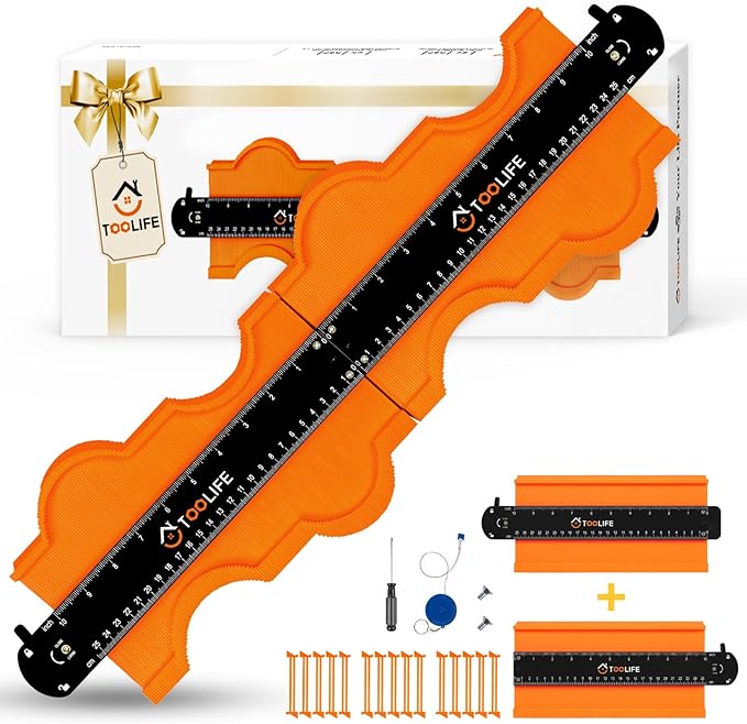 TOOLIFE Connectable Contour Gauge with Lock, 20 Inch Profile Duplicator Tool for Flooring, Tile, Laminate & Woodworking, Shape Outline Gauge, Father’s Day Gifts for Dad Men Husband