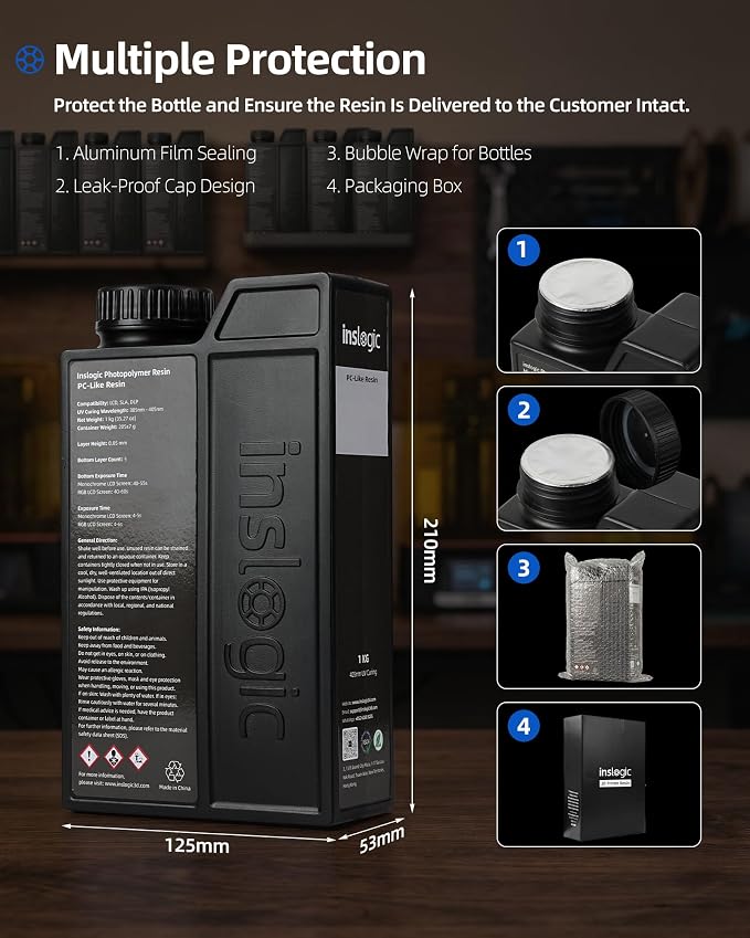 Inslogic PC Like 3D Printer Resin ，1KG Dark Gray
