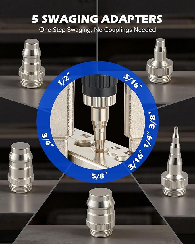 Orion Motor Tech Single Flaring Tool & Swaging Tool Kit for HVAC Tubing, 45 Degree 1/8" - 3/4" Flare Tool Kit with Swaging Adapters, Tube Cutter & Ratchet Wrench, Single Flare Tool for Soft Metals