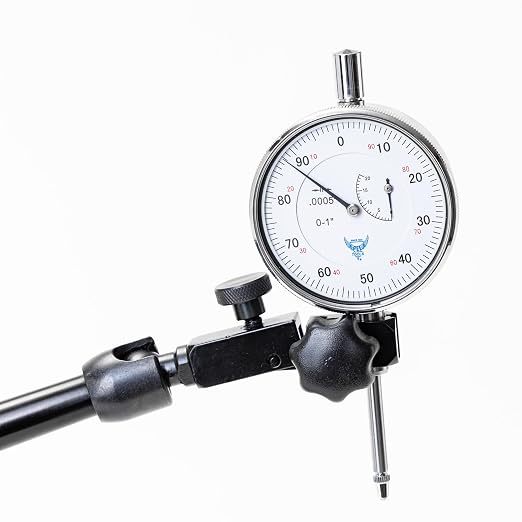 PEC Tools 176lb/80kg Magnetic Base with Premium Steel Universal Arm and Mechanical Lock for Dial Indicators, Fits 6mm, 3/8", and Dovetail, Premium Precision Measuring Tool Stand