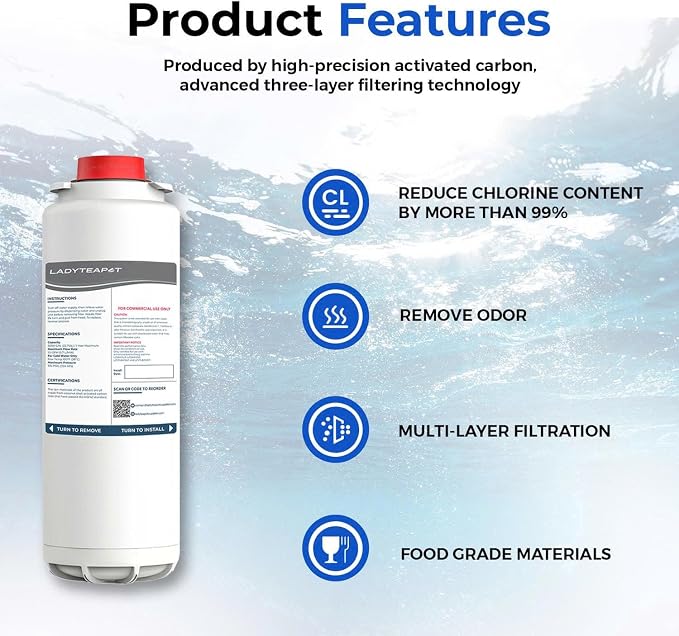 Water Filter Replacement Compatible With Elkay 51600C EWF6000 Bottle Filling Stations, 6000 Gallons/12 Months (No Chip - 4 Pack)