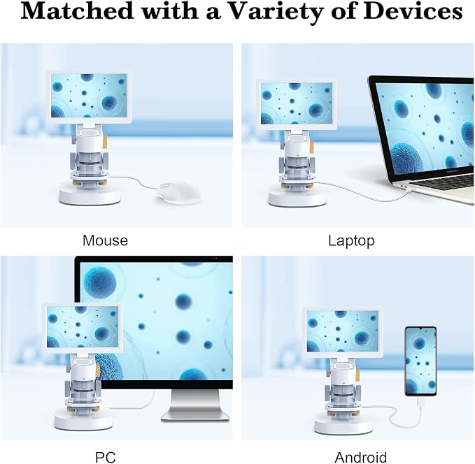 T1 Biological Digital Microscope with 9" IPS Touchscreen, 1600X Optical Objective Lenses, STEM Kids Microscope,Windows/Mac Compatible