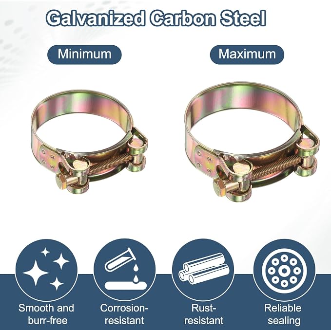 HARFINGTON 3pcs T-Bolt Hose Clamp 80-85mm (3.15-3.35") Galvanized Carbon Steel Adjustable Intake Radiator Pipe Clamps for Automotive Plumbing Industrial Pipes