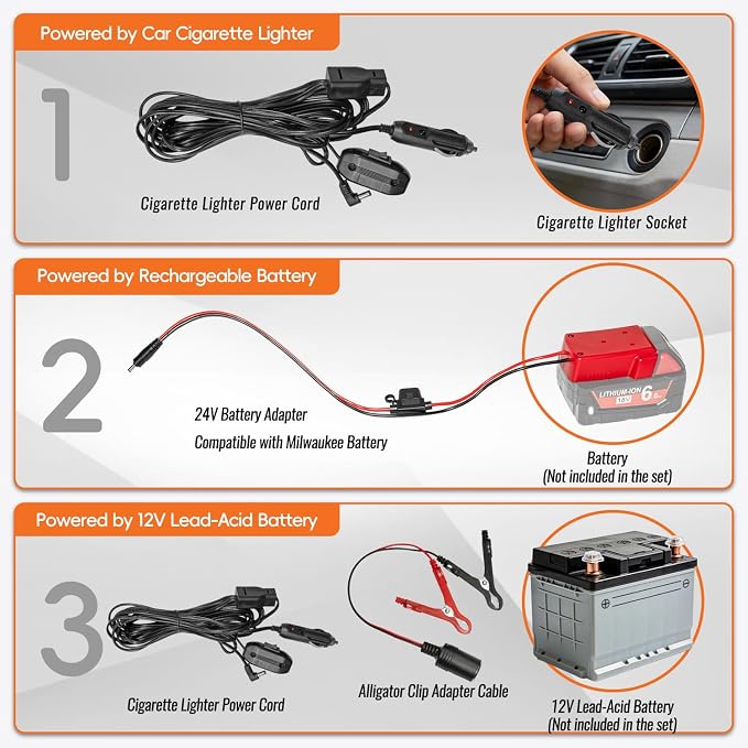24V 30GPH Fuel Transfer Pump Set with Patented Pulley Lead Pipe & Battery Adapter, Compatible with Milwaukee M18 Battery, for Vehicles, Boats (30GPH 24V, Pump with Red Adapter)