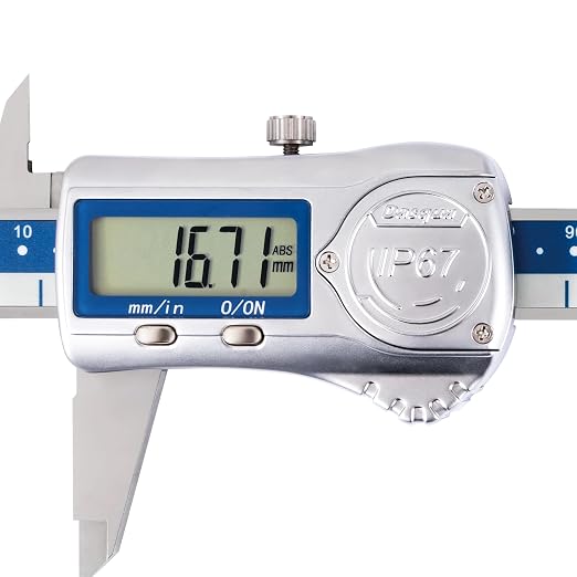 Dasqua IP67 Grade Digital Caliper, Calipers Measuring Tool with IP67 Waterproof 0-6 Inch/150mm, Inch/Millimeter Conversion, Stainless Steel, Large LCD Screen