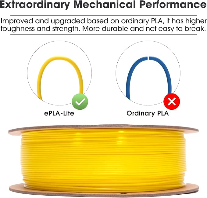 eSUN PLA Filament 1.75mm, High Toughness 3D Printer Filament Upgraded PLA Filament, Dimensional Accuracy +/- 0.03mm, 1KG Cardboard Spool (2.2 LBS) 3D Printing Filament for 3D Printers, Yellow