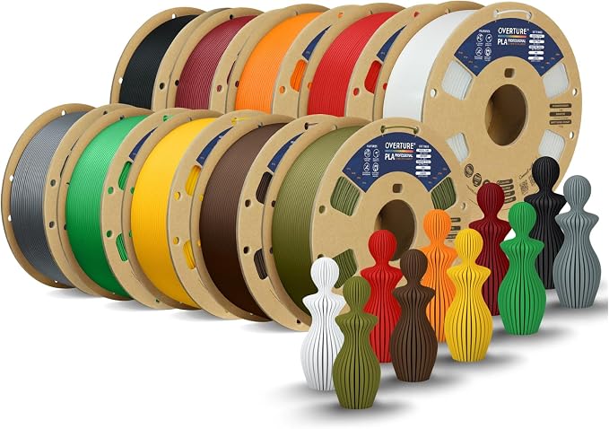 OVERTURE 10KG Bundle PLA Plus (PLA+) Filament 1.75mm, Stronger & More Durable, Professional Toughness 3D Printer Filament 10kg (2.2lbs) 10 Pack, High Precision +/- 0.02mm (10 Color)