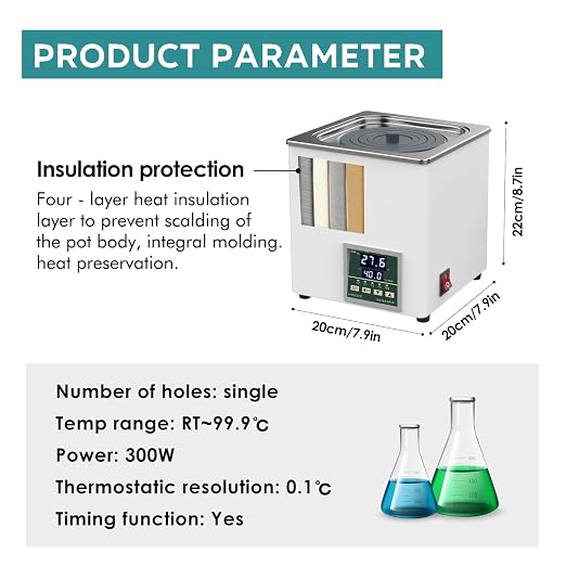 Lab 300℃/ 572℉ 2000 RPM Magnetic Stirrer Hot Plate 2L W/Support Stand & Lab Lab Water Bath Digital LWB-1 Thermostatic Heater Electric Heating Devices Stainless Steel Liner 3L Capacity 1 Selectable Op