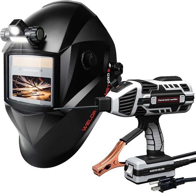 TRQWH Portable Welder Machine 110V ARC Handheld Welder & Auto Darkening Welding Helmet