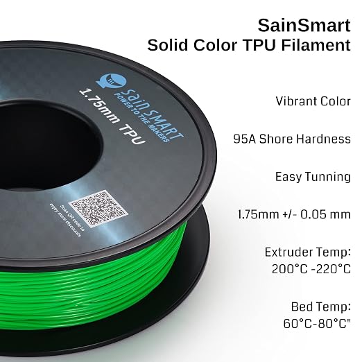SainSmart Neon Color TPU, 1.75mm Flexible TPU 3D Printer Filament 800g, Dimensional Accuracy +/- 0.05 mm, Neon Green