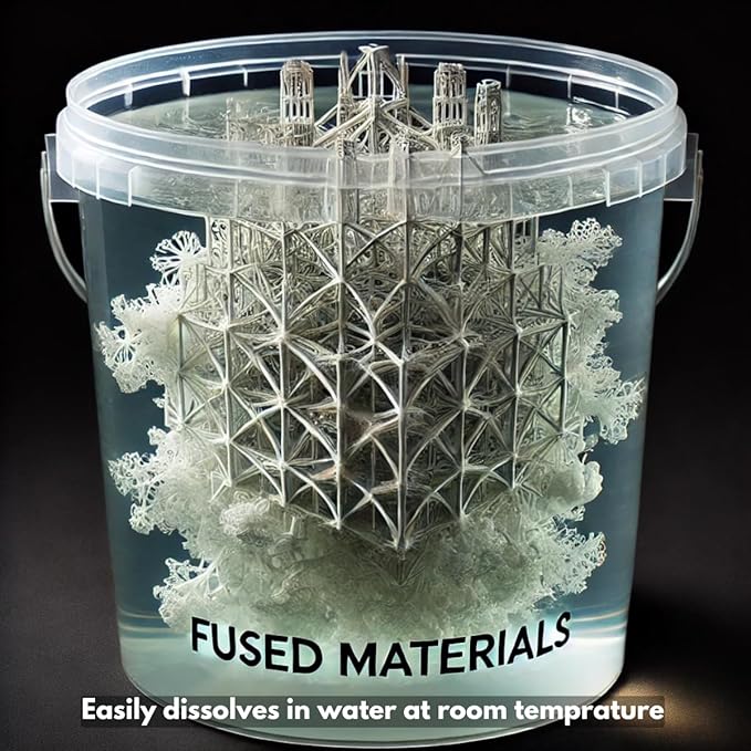 Fused Materials PVA Filament 1.75mm – Water-Soluble Support Material for 3D Printing – Compatible with Bambu Lab, Polymaker, Overture, and More – Works with PLA, PETG, Nylon, ABS – Clear & Transparent