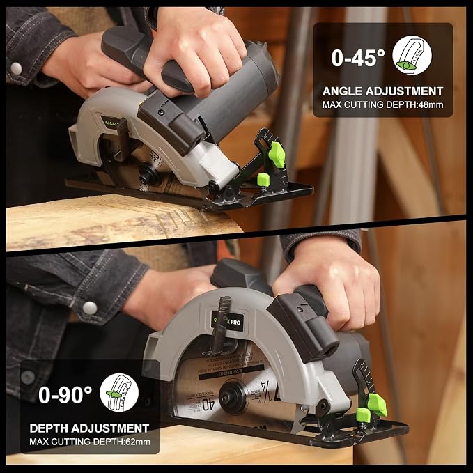 GALAX PRO 6000RPM 11Amp Corded Circular Saw with Laser | 0-45° Adjustable Bevel, Max Cutting Depth 2-1/2''(90°) to 1-7/8''(45°), 7-1/4 Inch Carpentry Blade for Wood Plastic Cuts