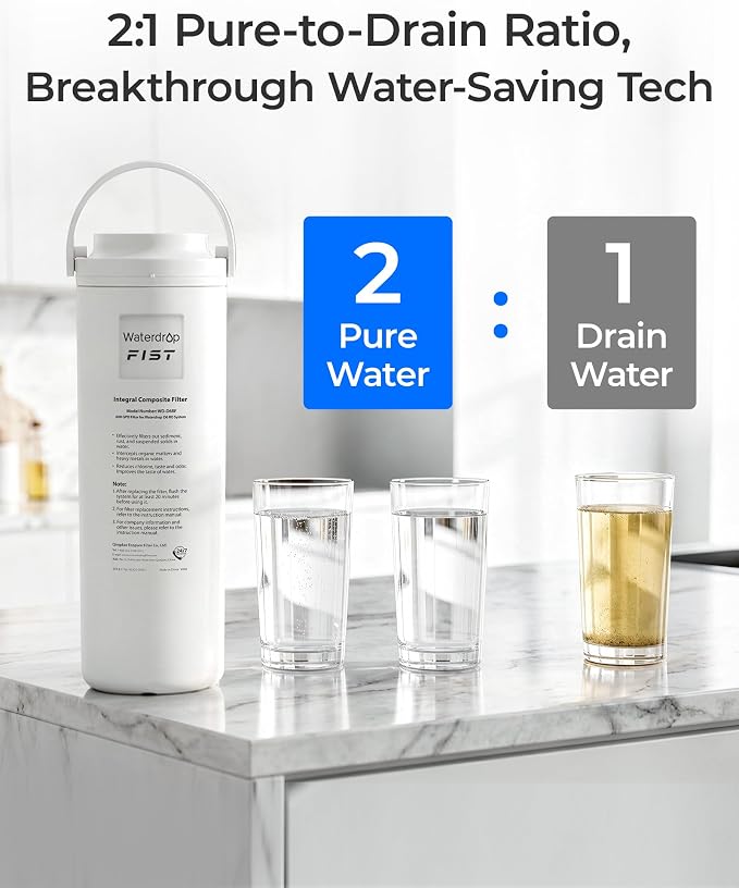 Waterdrop D6RF Filter, Replacement for D6 RO System, 1-Year Lifetime | 6-Stage Filtration, Under-Sink Reverse Osmosis Water Filter Replacement, Long Lifespan, High Capacity, Easy Replacement
