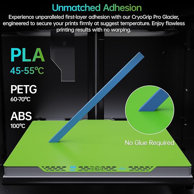 BIQU CryoGrip Pro Glacier Green Compatible with Bambu-Lab P1S/P1P/P2S/X2D/X1C/X1E/A1 3D Printers 257x257MM Panda Build Plate Double Sided Upgrade Removable Surface Platform