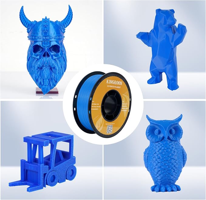 Kingroon PLA 3D Printer Filament, Dimensional Accuracy +/- 0.02 mm, 1 kg Spool(2.2lbs), 1.75 mm，Blue