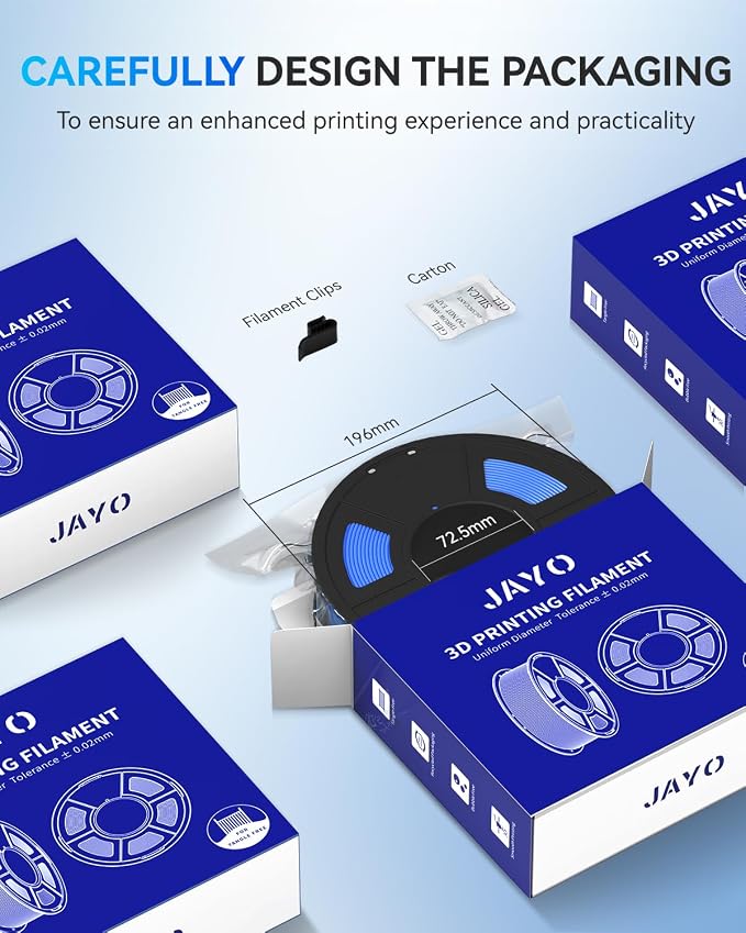 JAYO PLA 3D Printer Filament Blue, PLA Filament 1.75mm, 1.1KG Spool, Dimensional Accuracy +/- 0.02mm, Fit Most FDM Printer